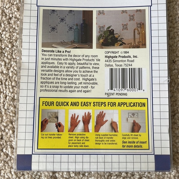 STYLE A TILE APPLIQUES Rub On Set of 72 Tulip Transfers Arts and Crafts Upcycles - Picture 4 of 6